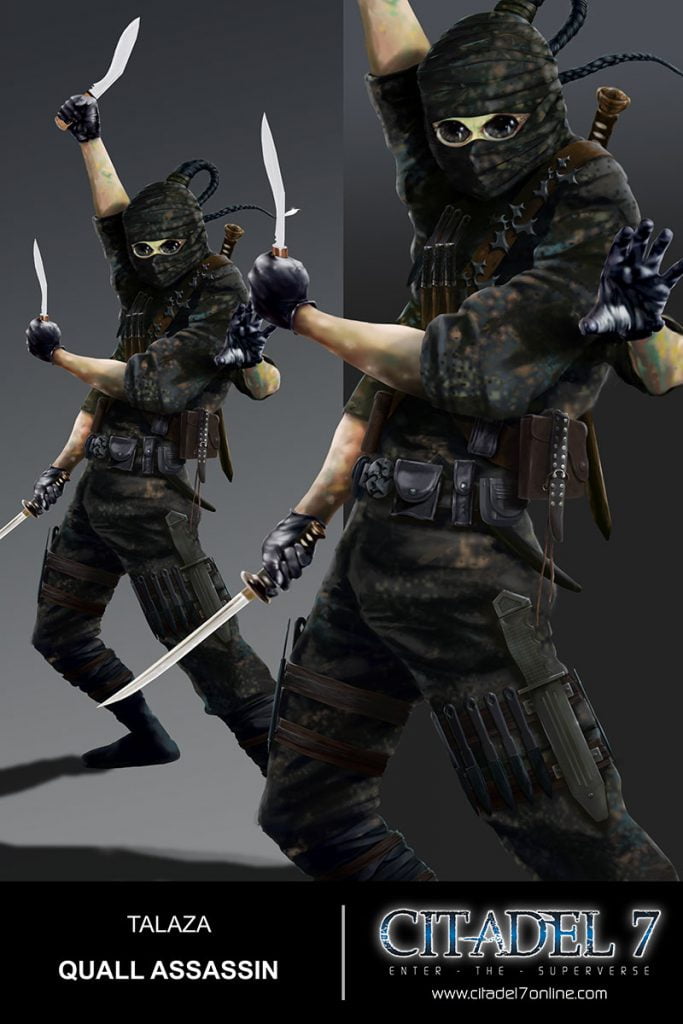 Talaza - Quall Assassin - A major character in the multi Cygnus award winning science fiction book series book, Citadel 7 by acclaimed author Yuan Jur.